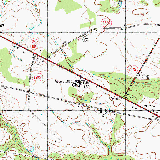 Topographic Map of West Duplin Church, NC