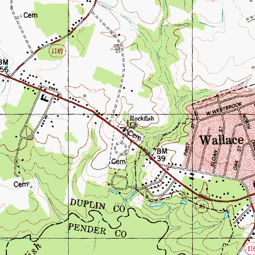 Topographic Map of Rockfish Church, NC