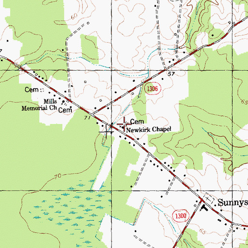 Topographic Map of Newkirk Chapel, NC