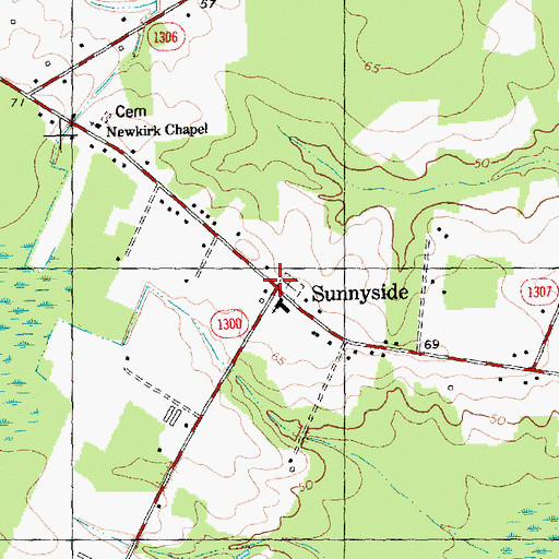 Topographic Map of Sunnyside, NC