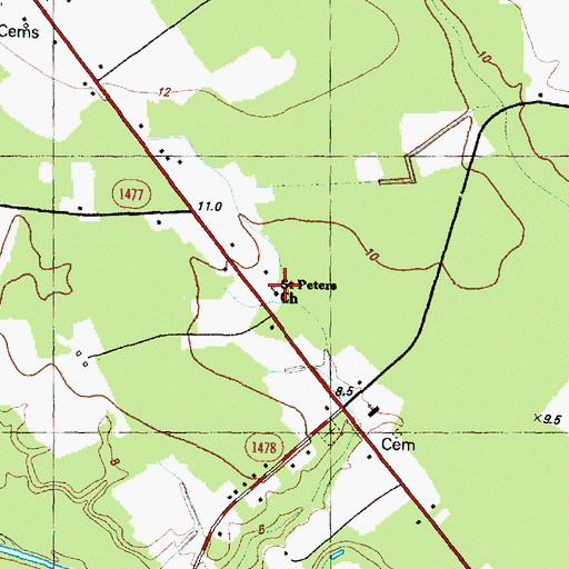 Topographic Map of Saint Peters Church, NC