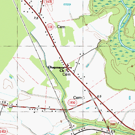 Topographic Map of Chapmans Church, NC