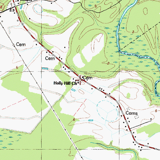 Topographic Map of Holly Hill Church, NC