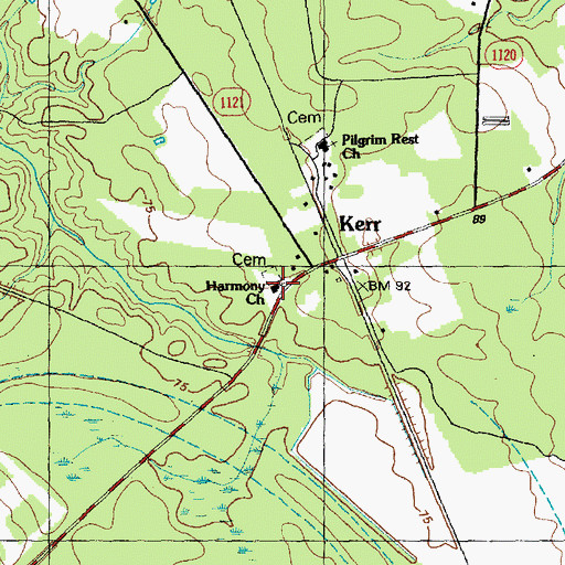 Topographic Map of Harmony Church, NC