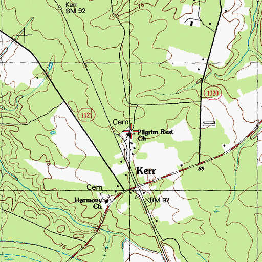 Topographic Map of Pilgrim Rest Church, NC