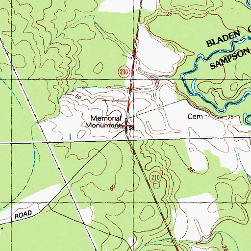 Topographic Map of Memorial Monument, NC