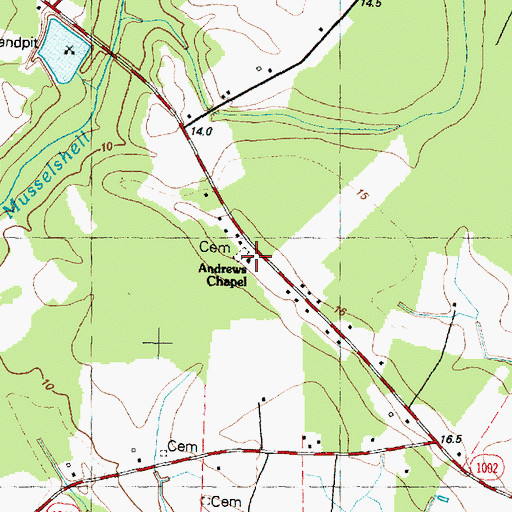 Topographic Map of Andrews Chapel, NC