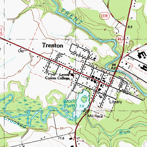 Topographic Map of Lenoir Community College, NC