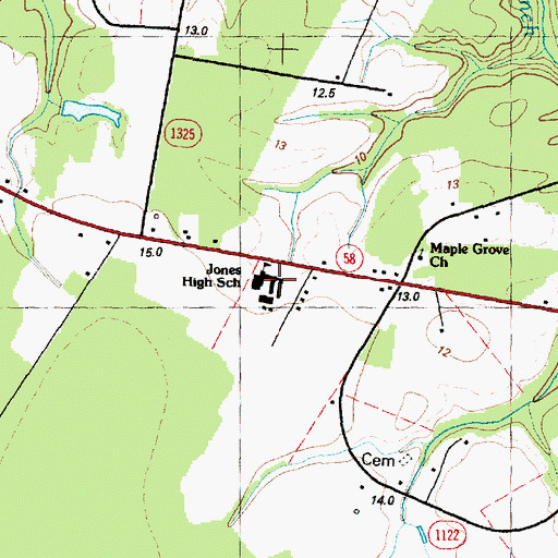 Topographic Map of Jones High School, NC
