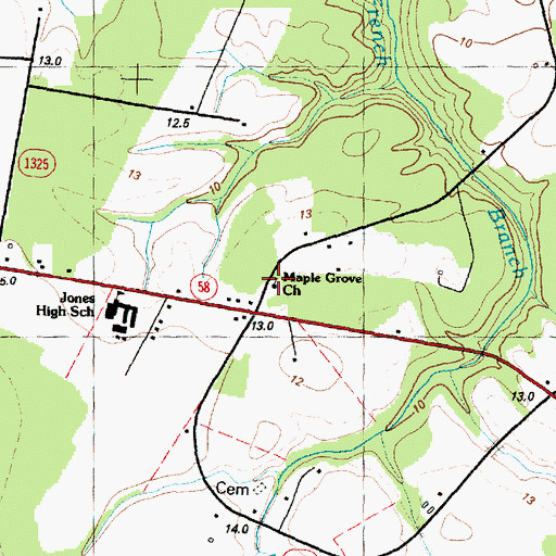 Topographic Map of Maple Grove Church, NC