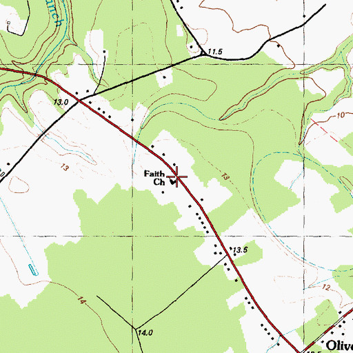 Topographic Map of Faith Church, NC