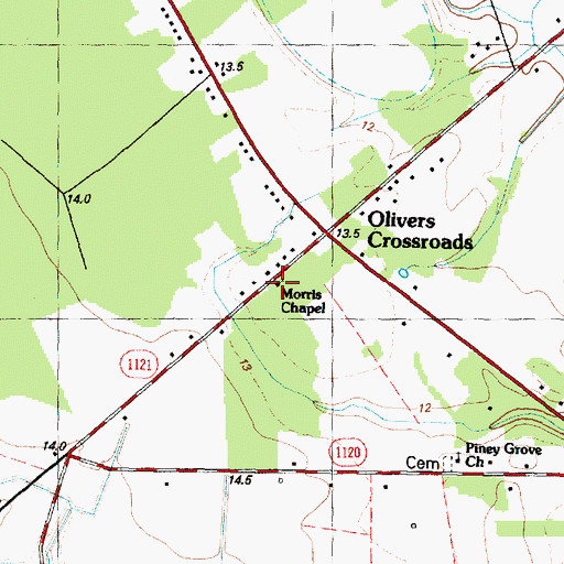 Topographic Map of Morris Chapel, NC