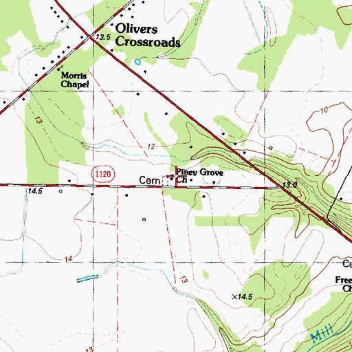 Topographic Map of Piney Grove Church, NC