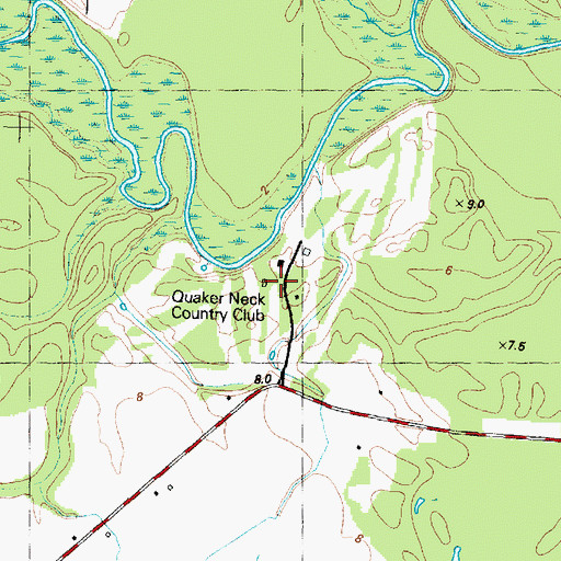 Topographic Map of Quarter Neck Country Club, NC