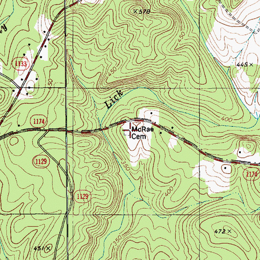 Topographic Map of McRae Cemetery, NC