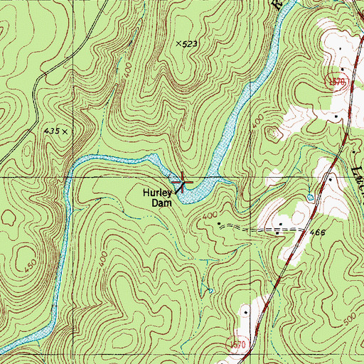Topographic Map of Hurley Dam, NC