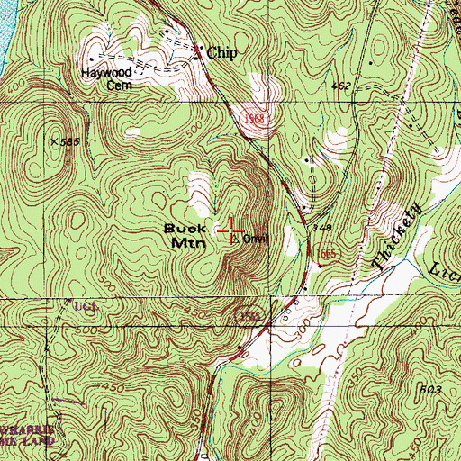 Topographic Map of Buck Mountain, NC
