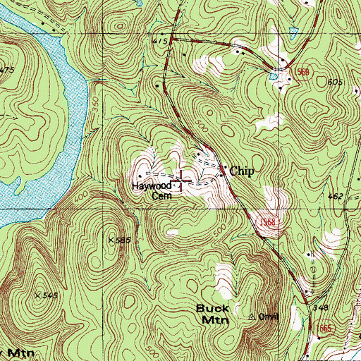 Topographic Map of Haywood Cemetery, NC