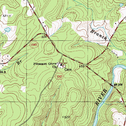 Topographic Map of Pleasant Grove Church, NC