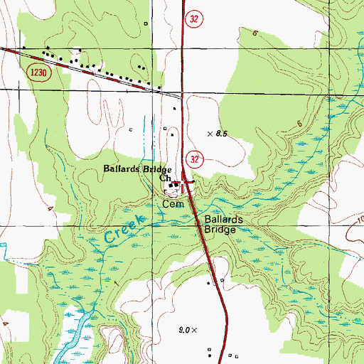 Topographic Map of Ballards Bridge Church, NC