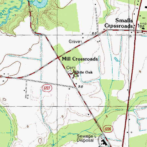 Topographic Map of White Oak Church, NC