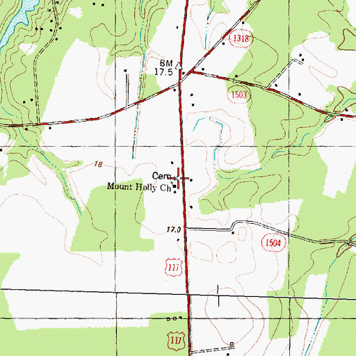 Topographic Map of Mount Holly Church, NC
