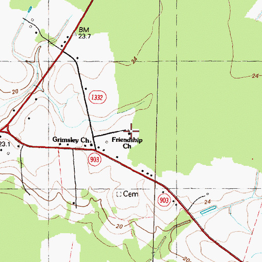 Topographic Map of Friendship Church, NC