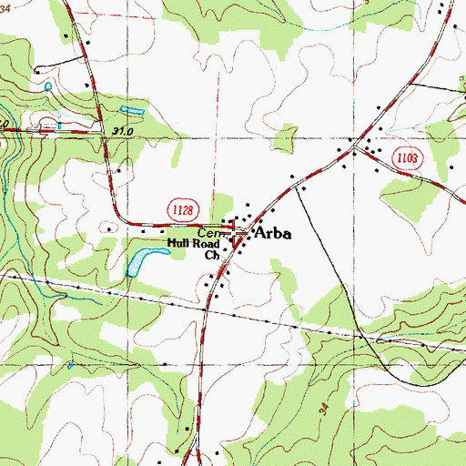 Topographic Map of Hull Road Church, NC