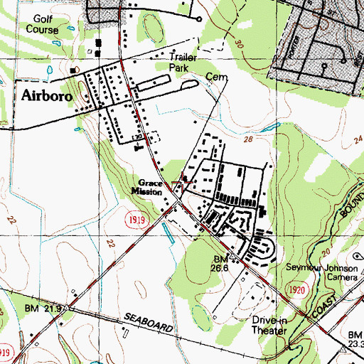 Topographic Map of Grace Mission, NC