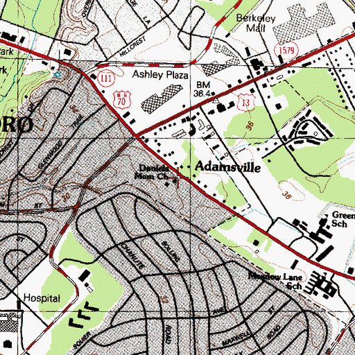 Topographic Map of Daniels Memorial Church, NC