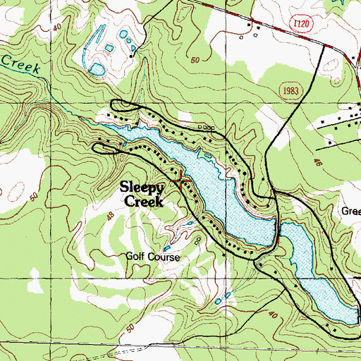Topographic Map of Sleepy Creek, NC
