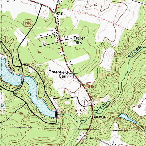 Topographic Map of Greenfield Cemetery, NC