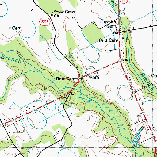 Topographic Map of Britt Cemetery, NC