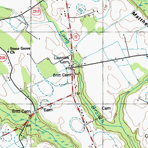 Topographic Map of Britt Cemetery, NC