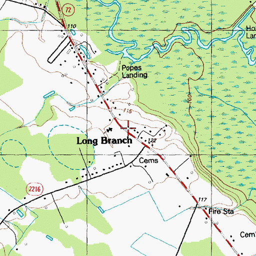 Topographic Map of Long Branch, NC