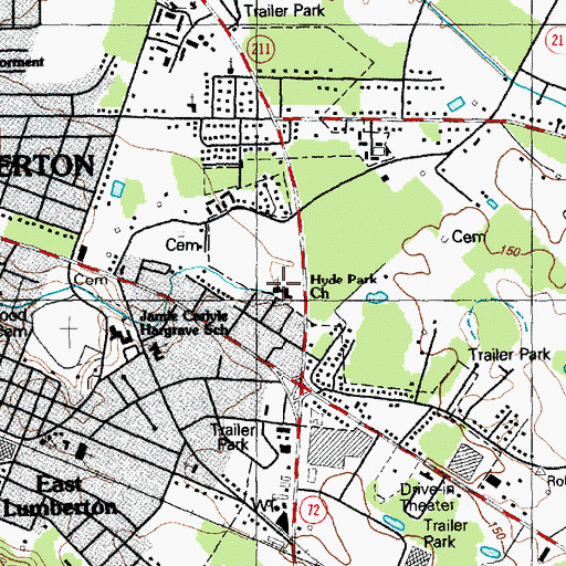 Topographic Map of Hyde Park Church, NC