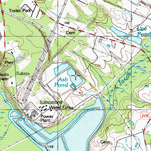 Topographic Map of Ash Pond, NC