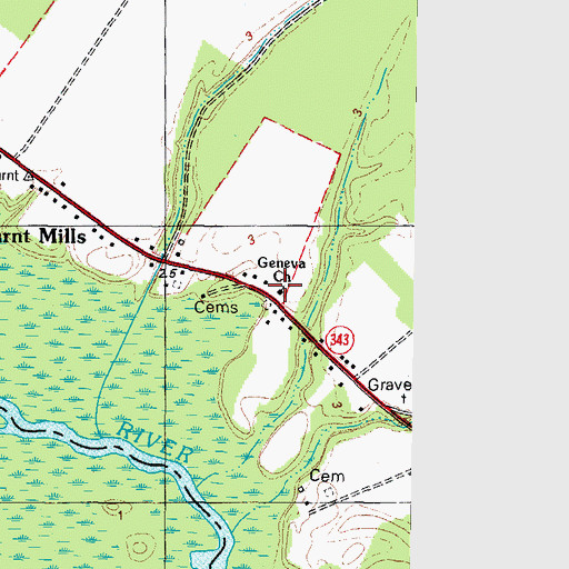Topographic Map of Geneva Church, NC