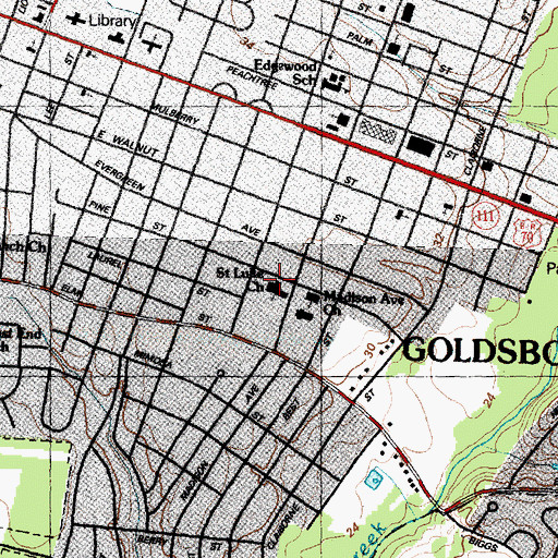 Topographic Map of Saint Luke Church, NC