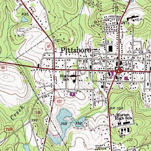 Topographic Map of Pittsboro High School (historical), NC