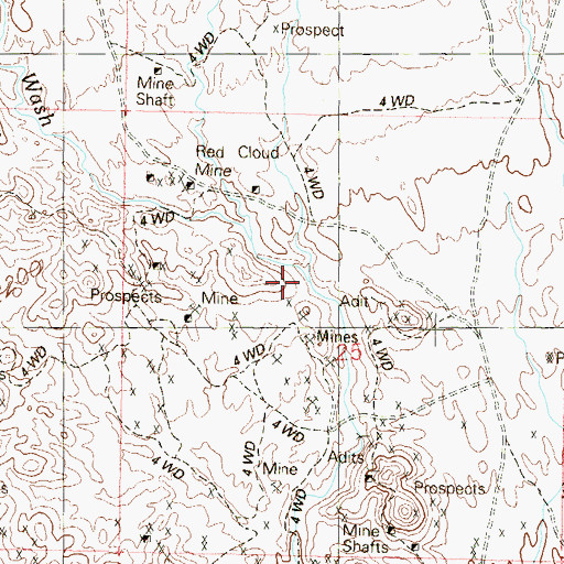 Topographic Map of Red Cloud Wash, AZ
