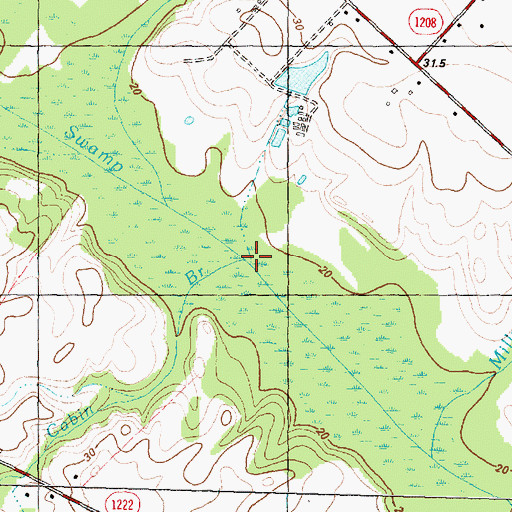 Topographic Map of Cabin Branch, NC