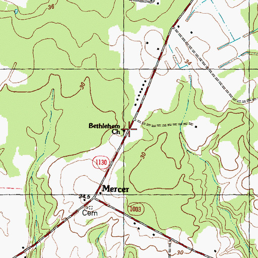 Topographic Map of Bethlehem Church, NC
