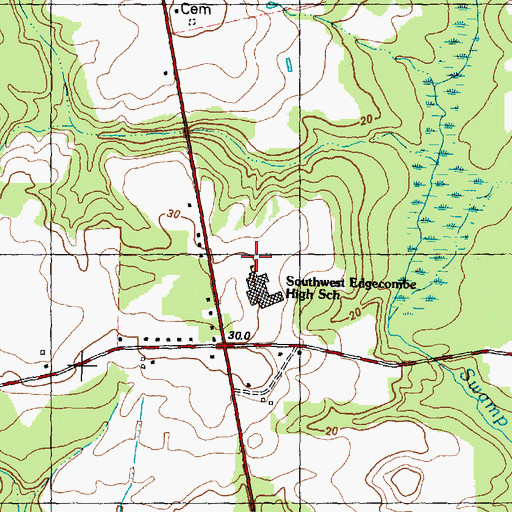 Topographic Map of Southwest Edgecombe High School, NC