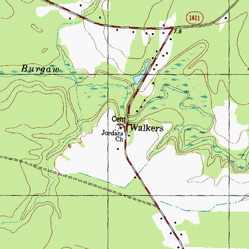 Topographic Map of Jordans Church, NC