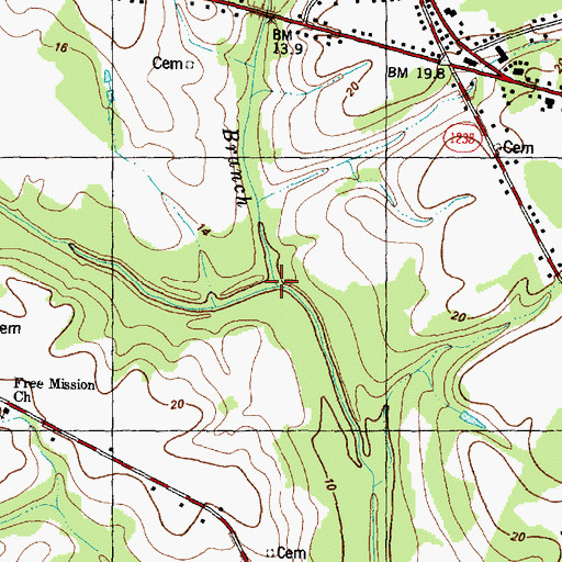 Topographic Map of Cowford Branch, NC