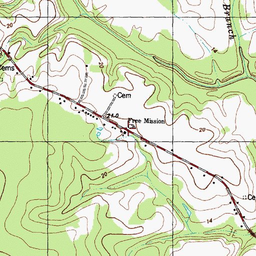 Topographic Map of Free Mission Church, NC