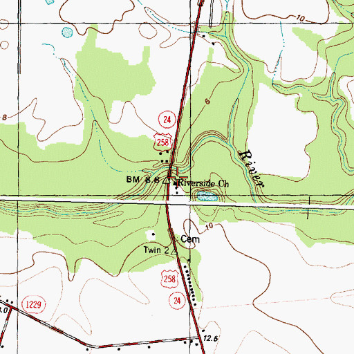 Topographic Map of Riverside Church, NC