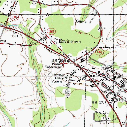 Topographic Map of Praise Tabernacle, NC