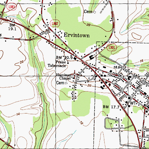 Topographic Map of Harrison Chapel, NC